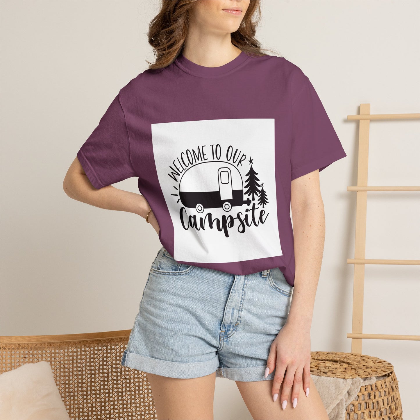 Campsite Camper T-Shirt — "Welcome to Our Campsite" Vintage RV Tee