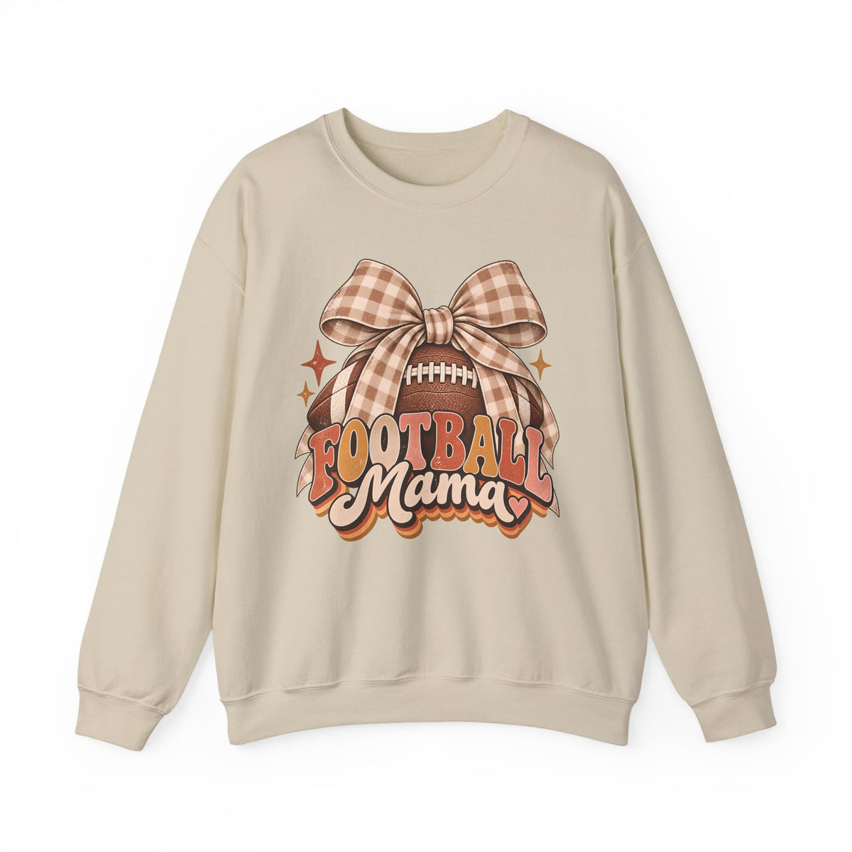 Football Mama Sweatshirt — Vintage Gingham Bow Game Day Crewneck