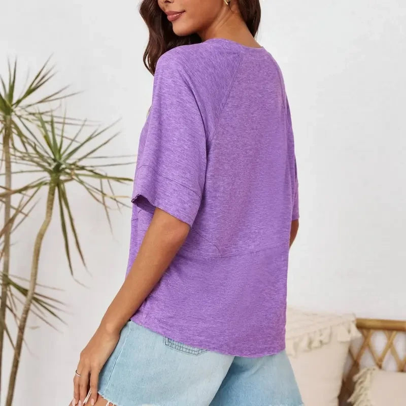 Casual Crewneck Batwing Oversized T-Shirt