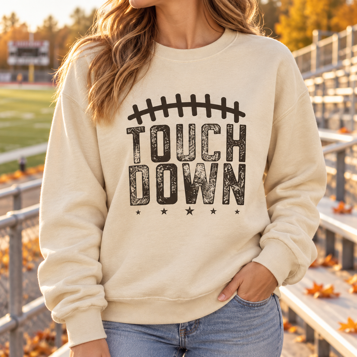 Touchdown Football Sweatshirt — Vintage Game Day Crewneck