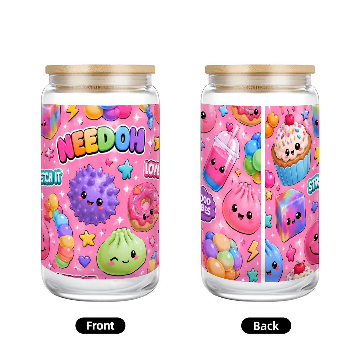 Glass Tumbler with Straw  Bamboo Lid  (16oz) Needoh backpack 2
