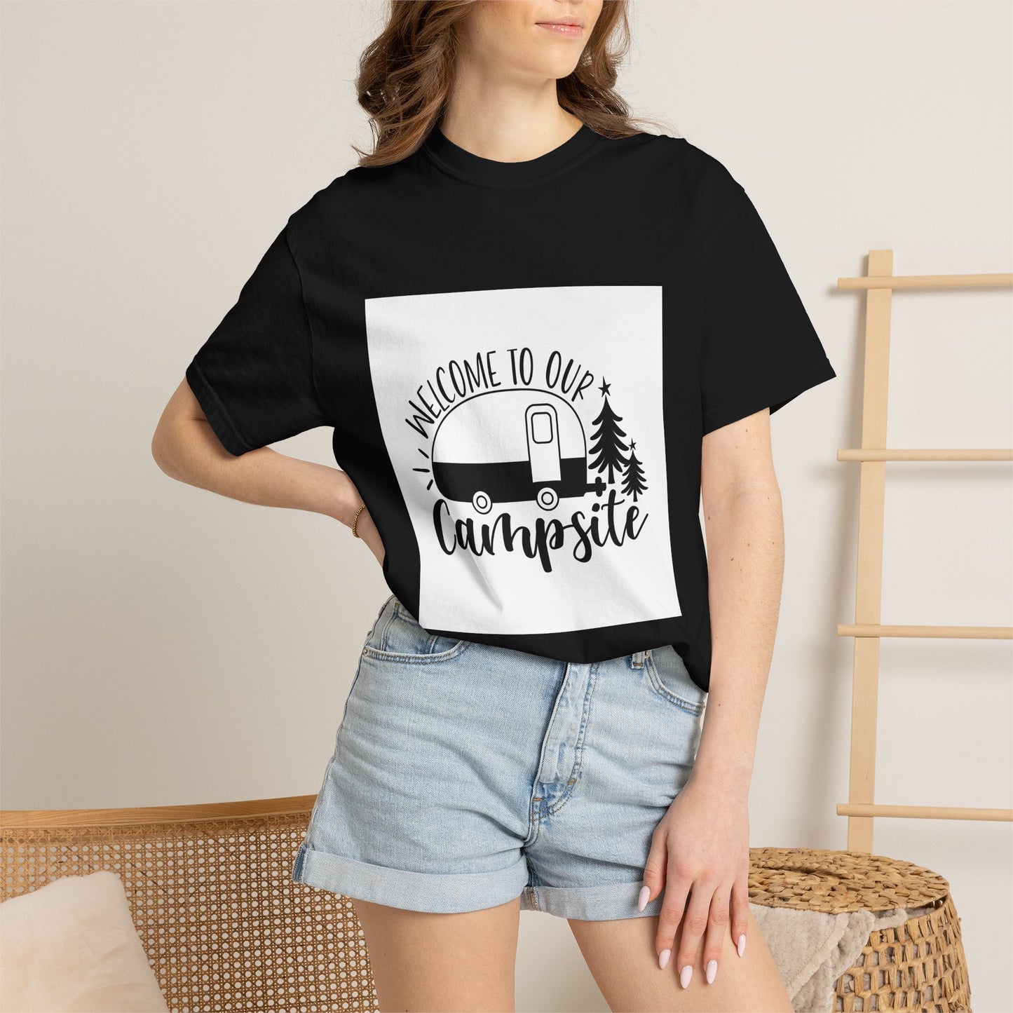 Campsite Camper T-Shirt — "Welcome to Our Campsite" Vintage RV Tee