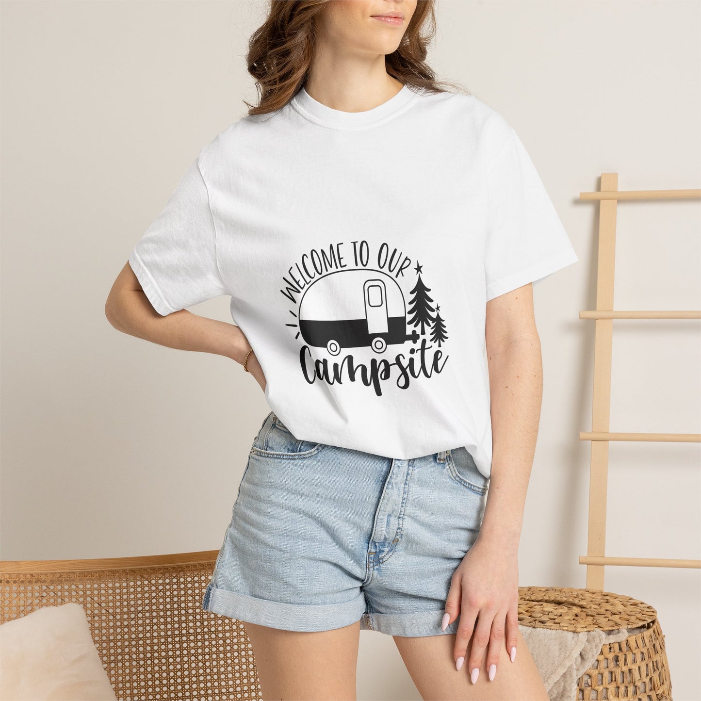Campsite Camper T-Shirt — "Welcome to Our Campsite" Vintage RV Tee