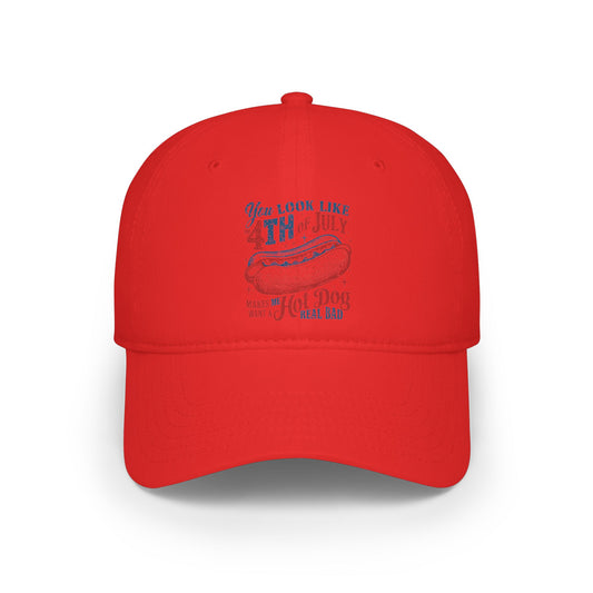 4th of July Hot Dog Baseball Cap — Fourth of July Patriotic Summer Hat