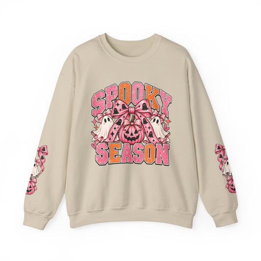 Spooky Season Sweatshirt – Pink Pumpkin & Ghosts Halloween Crewneck