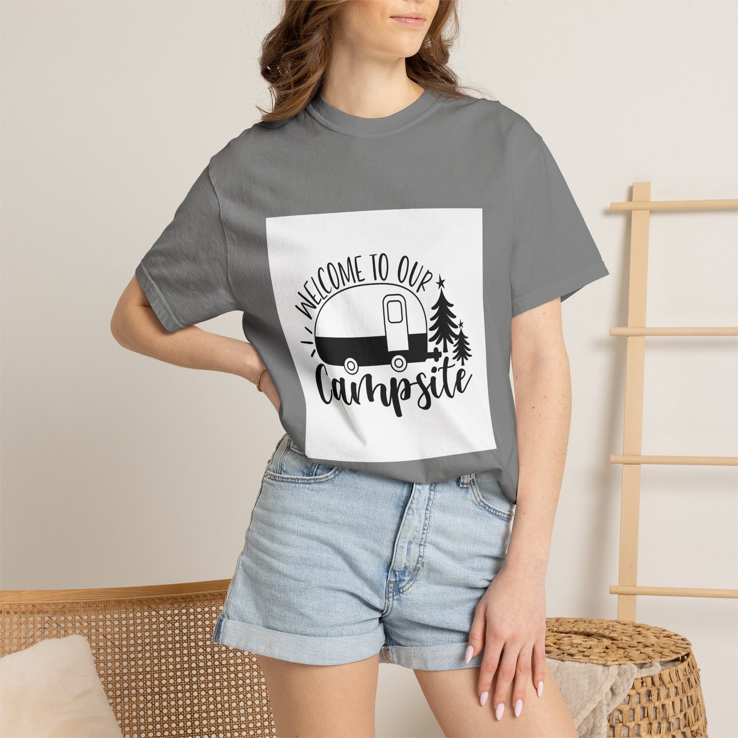 Campsite Camper T-Shirt — "Welcome to Our Campsite" Vintage RV Tee