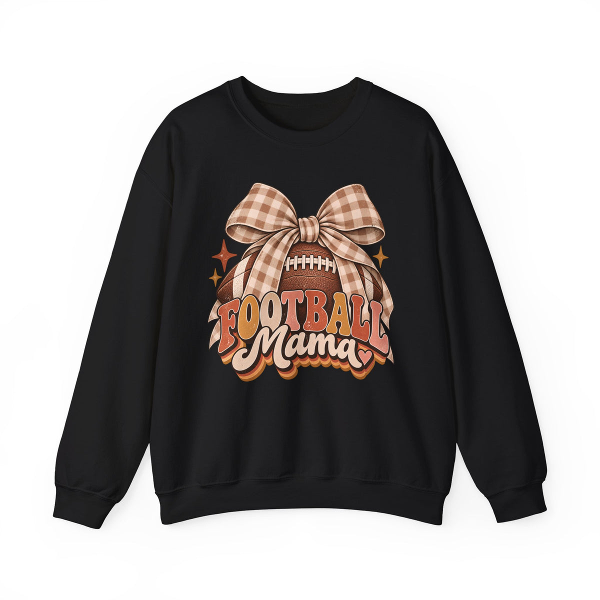 Football Mama Sweatshirt — Vintage Gingham Bow Game Day Crewneck
