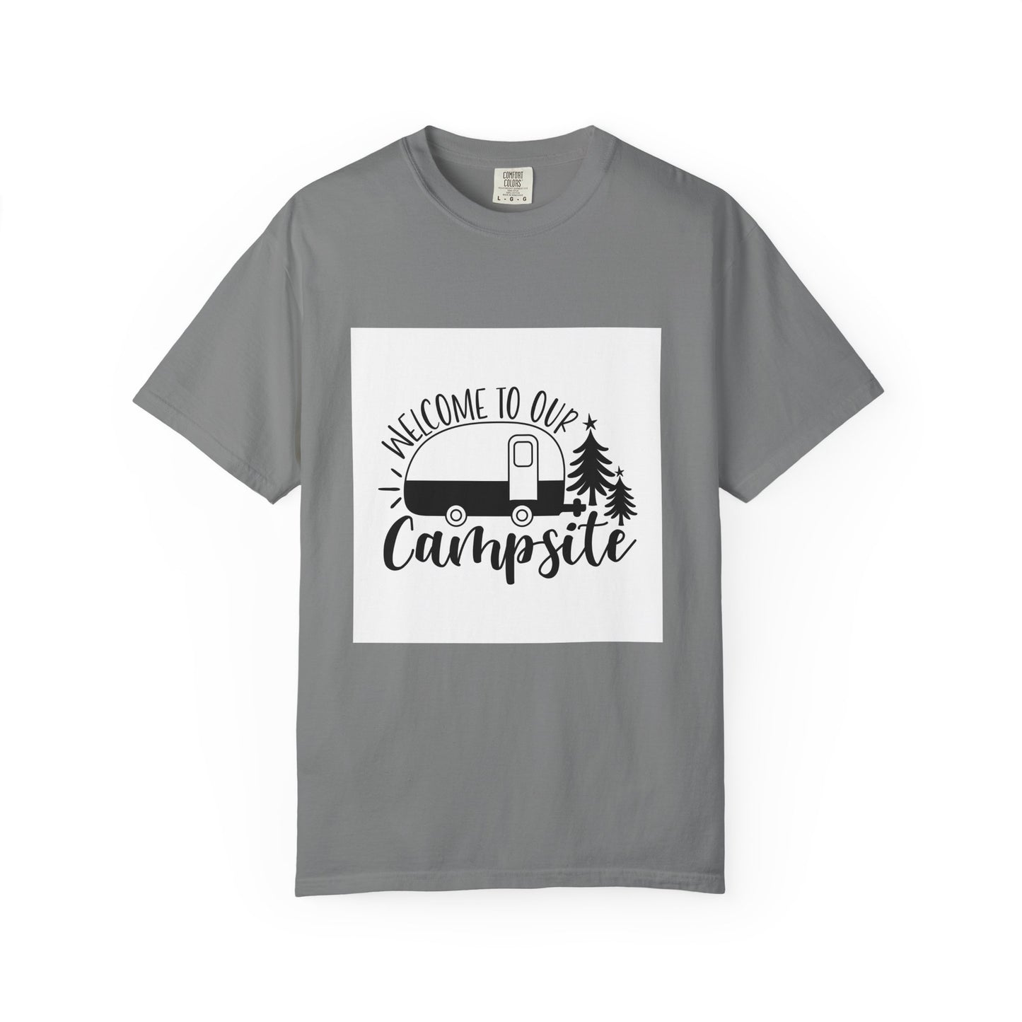 Campsite Camper T-Shirt — "Welcome to Our Campsite" Vintage RV Tee