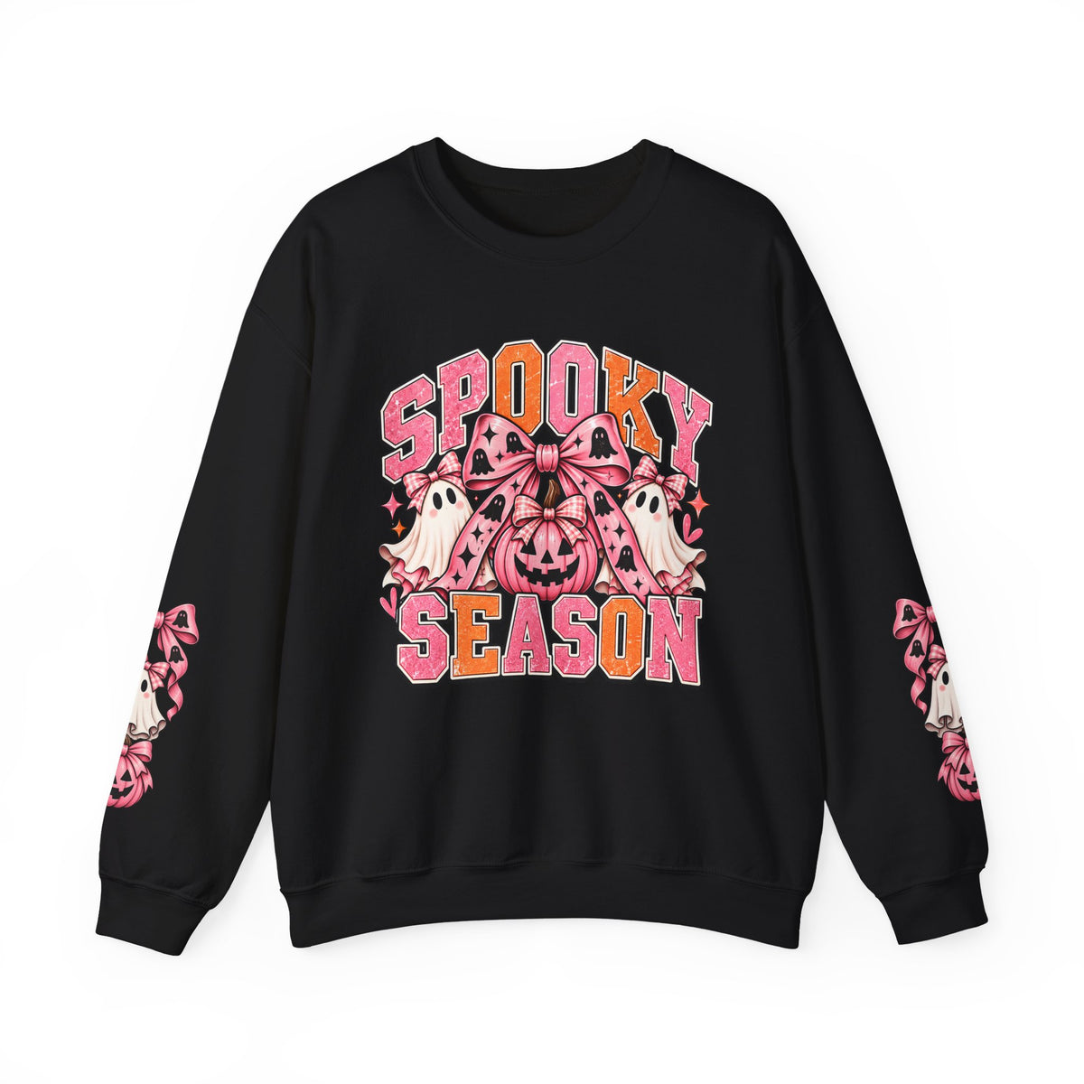 Spooky Season Sweatshirt – Pink Pumpkin & Ghosts Halloween Crewneck
