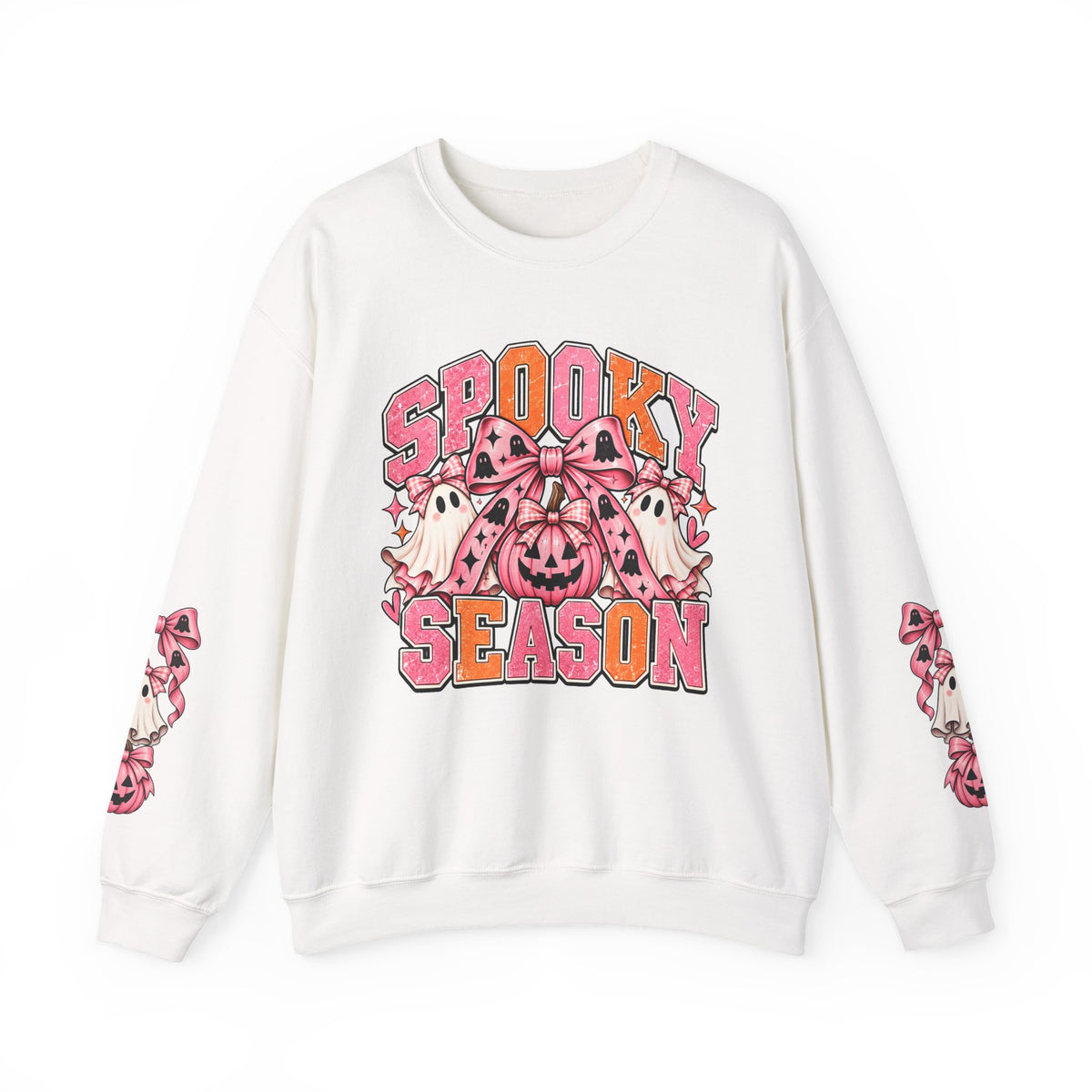 Spooky Season Sweatshirt – Pink Pumpkin & Ghosts Halloween Crewneck