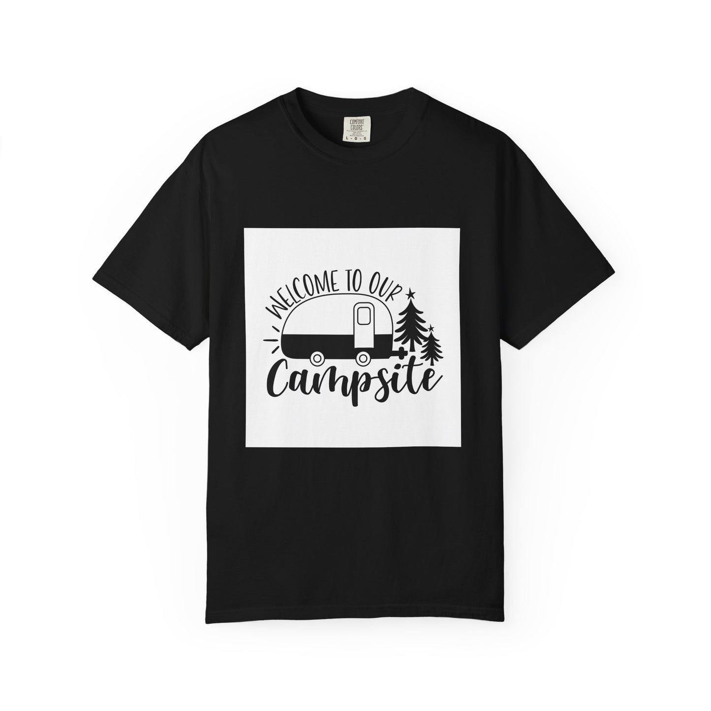 Campsite Camper T-Shirt — "Welcome to Our Campsite" Vintage RV Tee