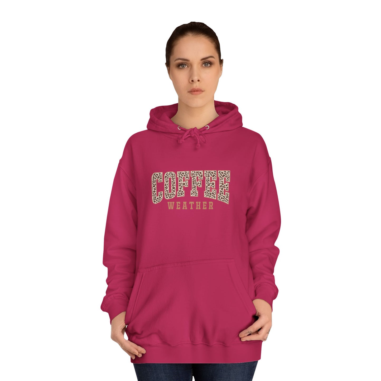 Coffee Weather Hoodie — Cozy Leopard College-Style Pullover