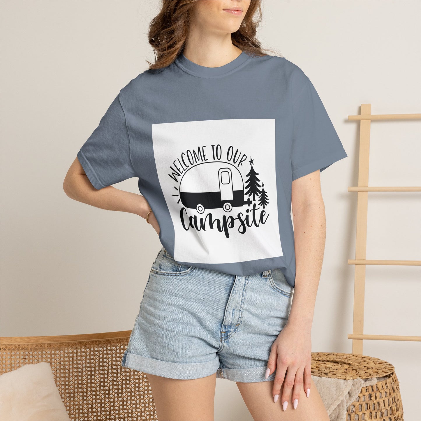 Campsite Camper T-Shirt — "Welcome to Our Campsite" Vintage RV Tee