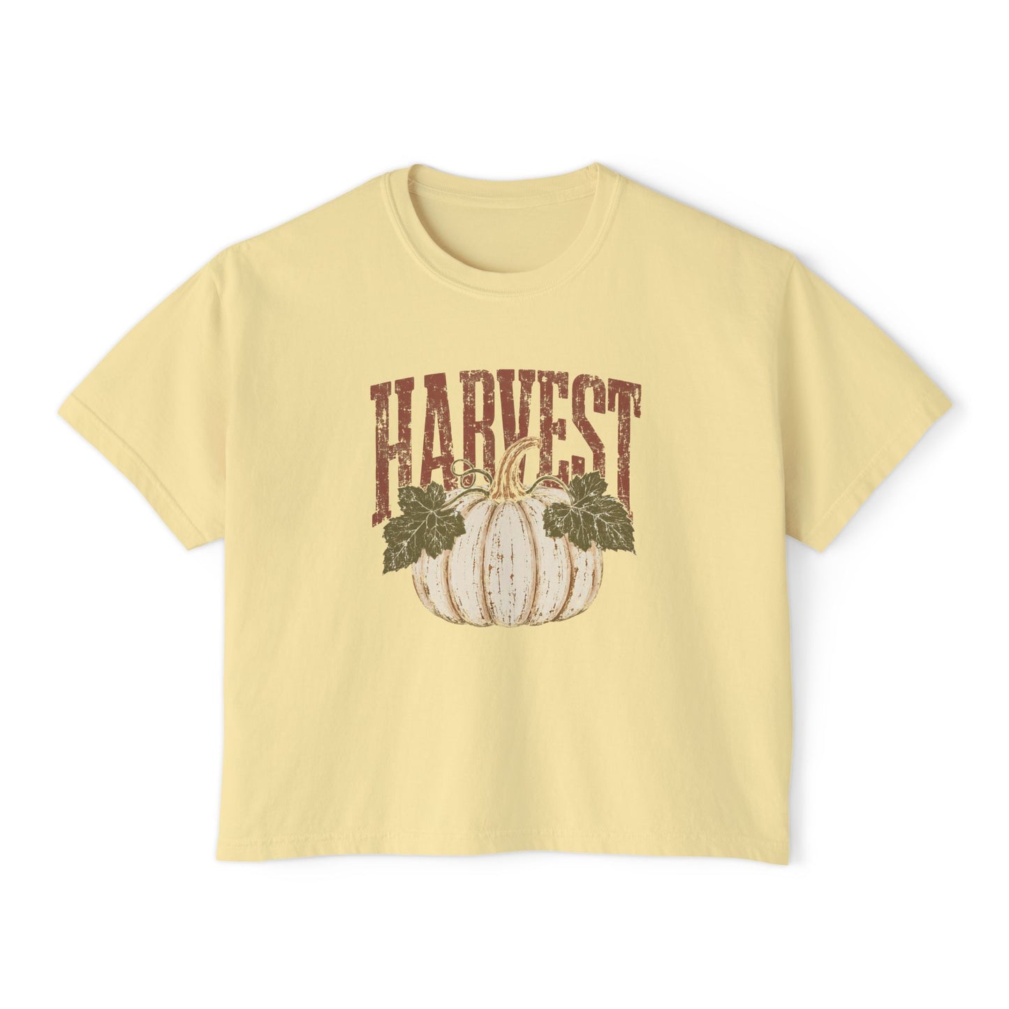 Harvest Pumpkin Women's Boxy Tee — Vintage Fall Graphic
