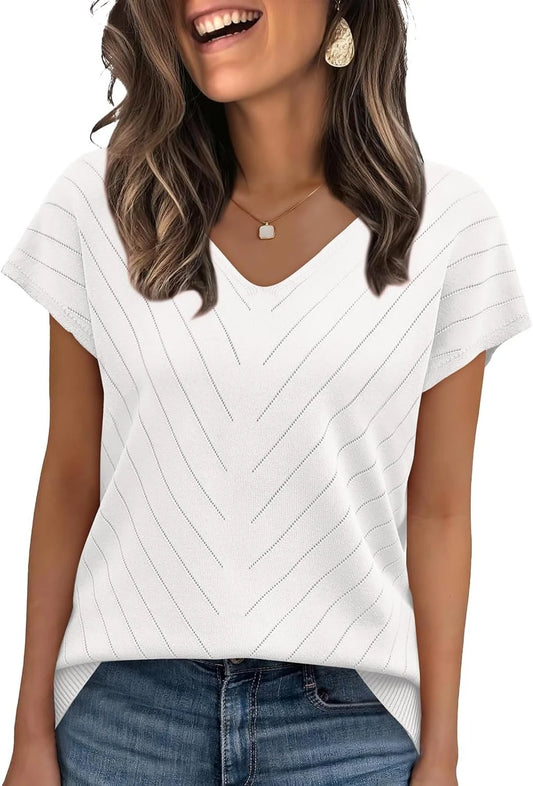 Breathable Knit V Neck Summer Top