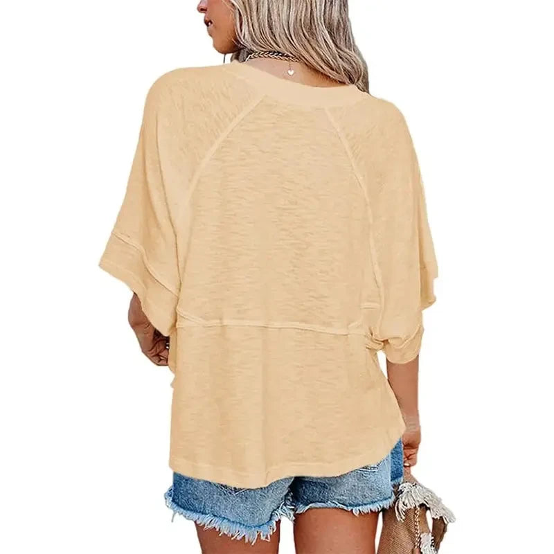 Casual Crewneck Batwing Oversized T-Shirt