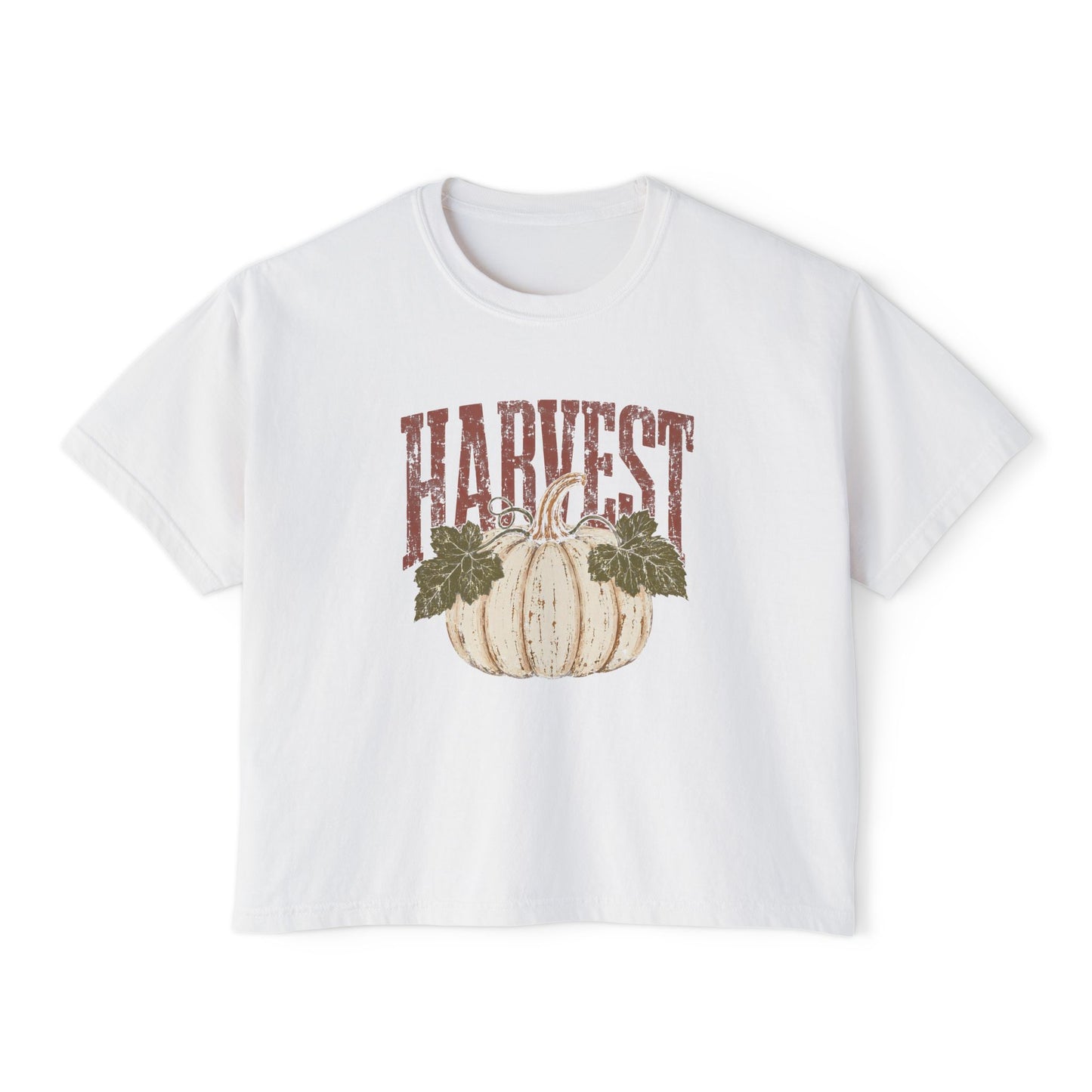 Harvest Pumpkin Women's Boxy Tee — Vintage Fall Graphic