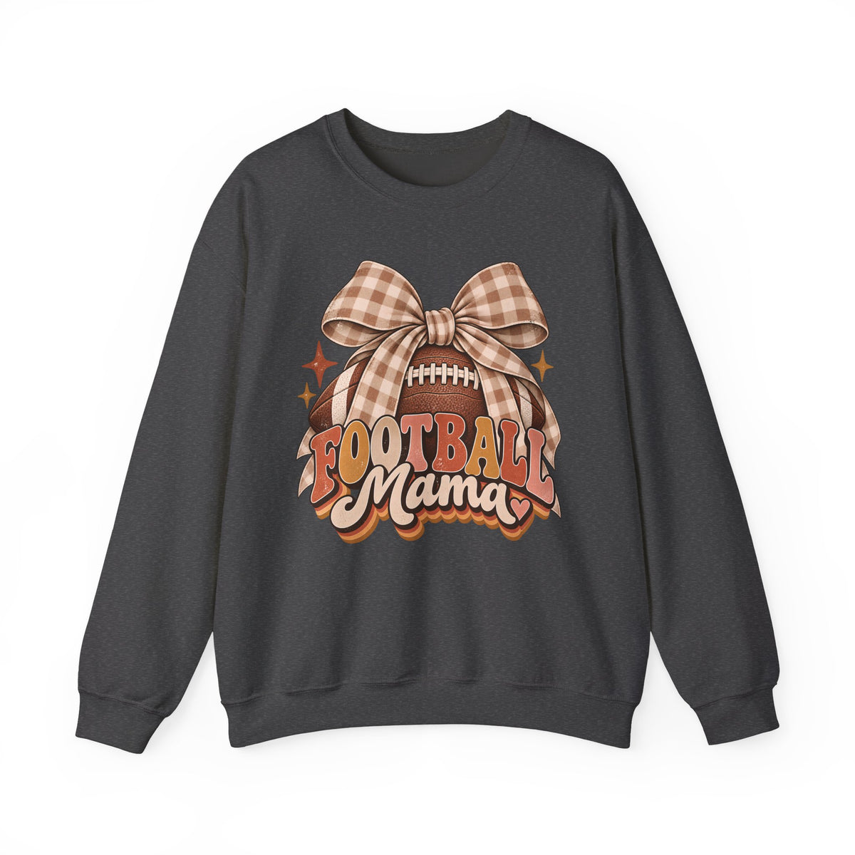 Football Mama Sweatshirt — Vintage Gingham Bow Game Day Crewneck