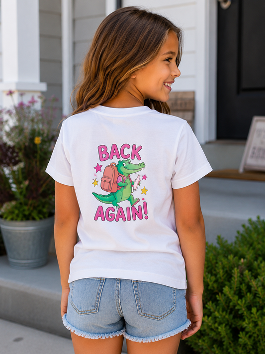 Kids Tee — "Guess Who's Back... Back Again!" Cute Alligator Back-to-School Shirt