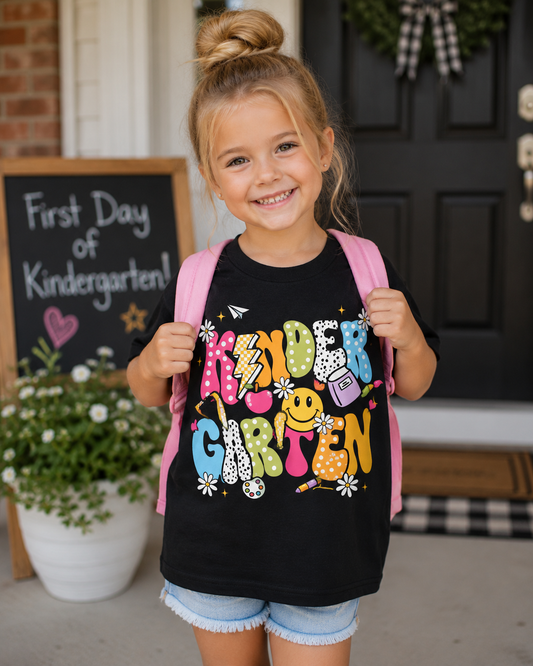 Kindergarten Smile Toddler Tee — Colorful Back-to-School Kids Shirt