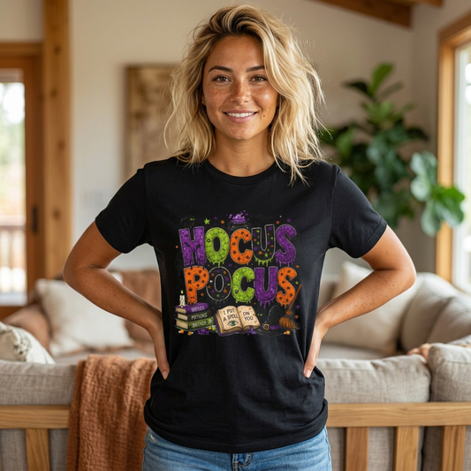 Hocus Pocus Halloween T-Shirt — Colorful Witchy Spell Graphic