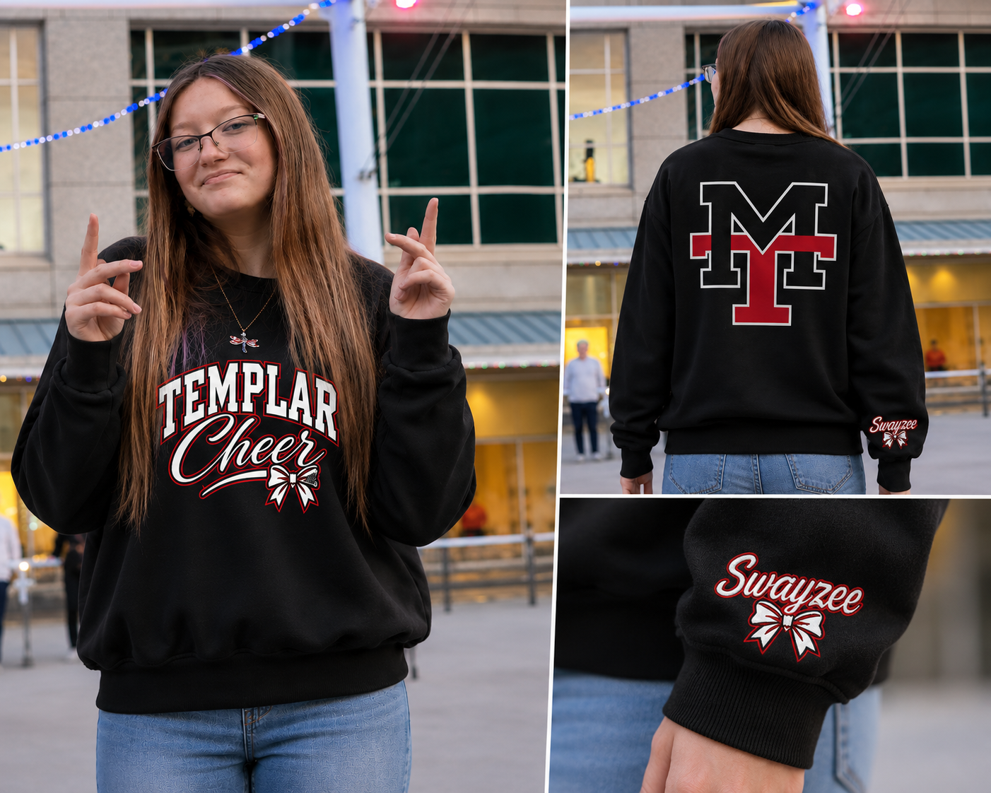 Templar Cheer Crewneck Sweatshirt — School Spirit Templar T Logo Pullover