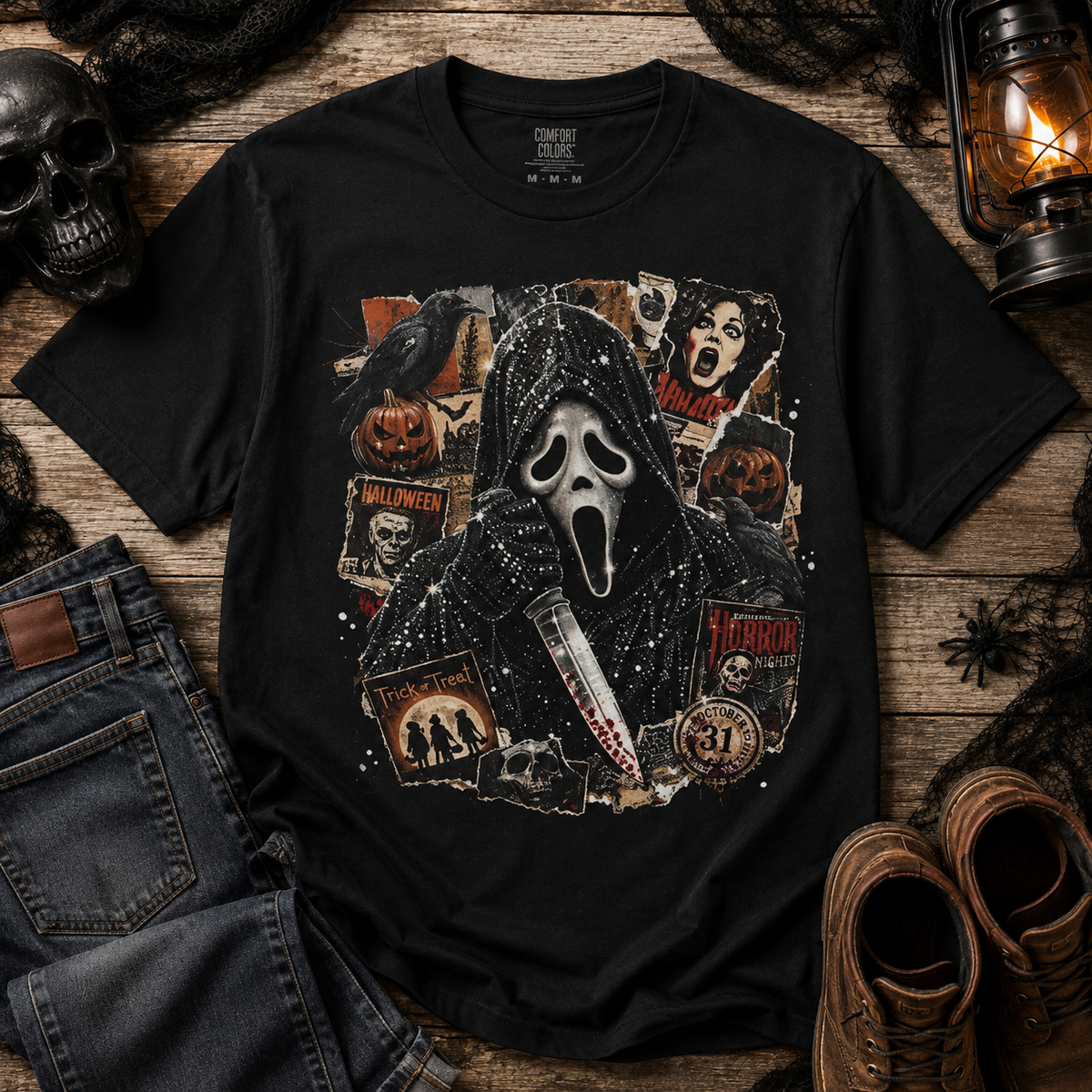 Horror Movie Collage T-Shirt — Scream Ghostface Graphic Tee