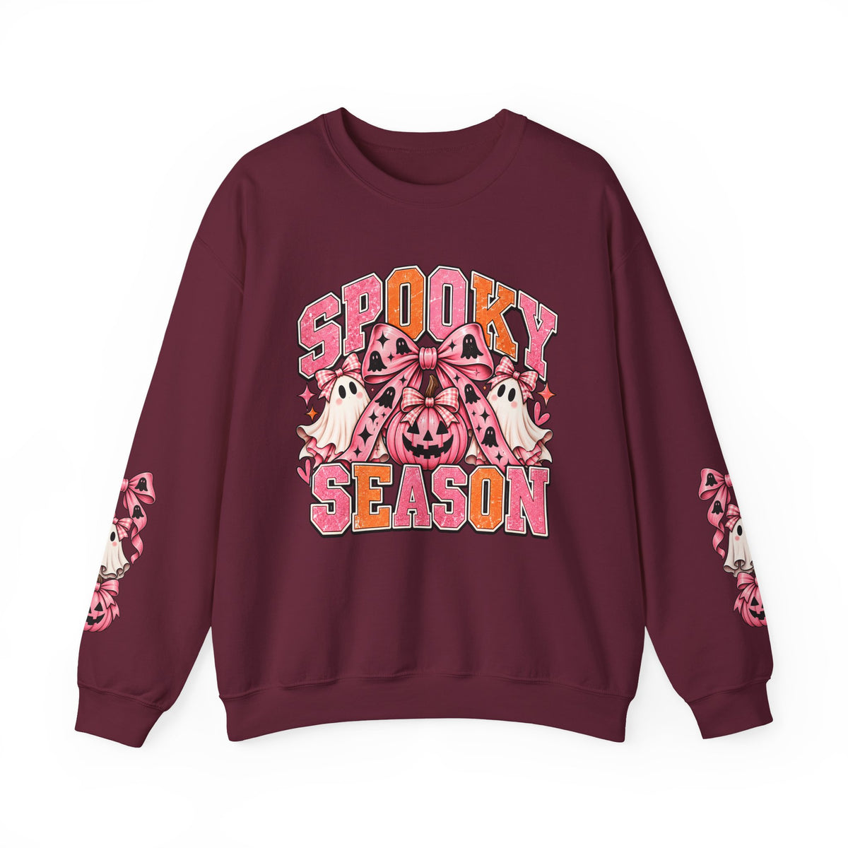 Spooky Season Sweatshirt – Pink Pumpkin & Ghosts Halloween Crewneck