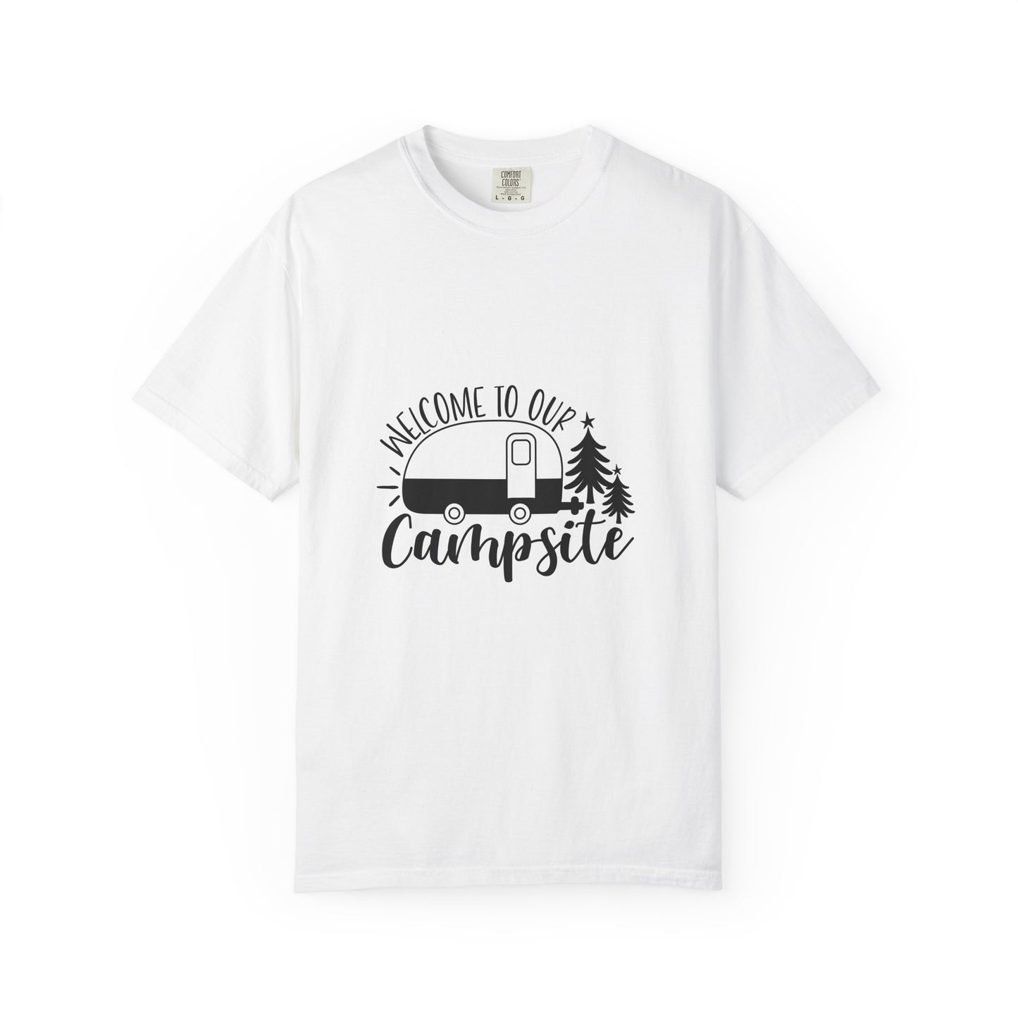 Campsite Camper T-Shirt — "Welcome to Our Campsite" Vintage RV Tee