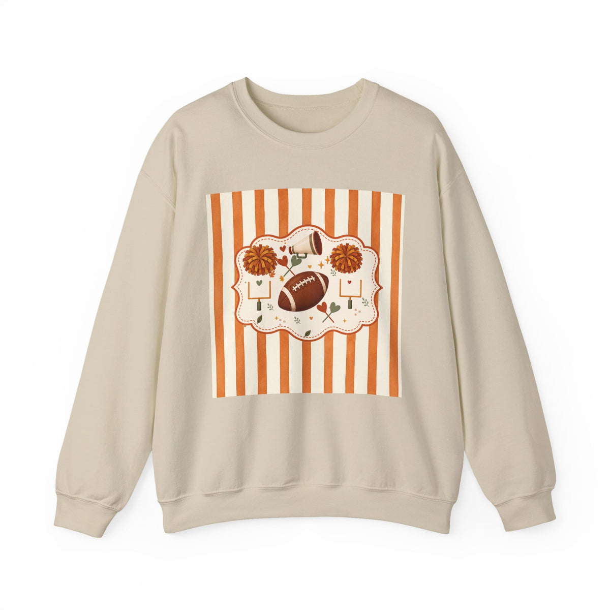 Football Cheer Graphic Sweatshirt — 'Game Day' Pom-Pom & Helmet Design