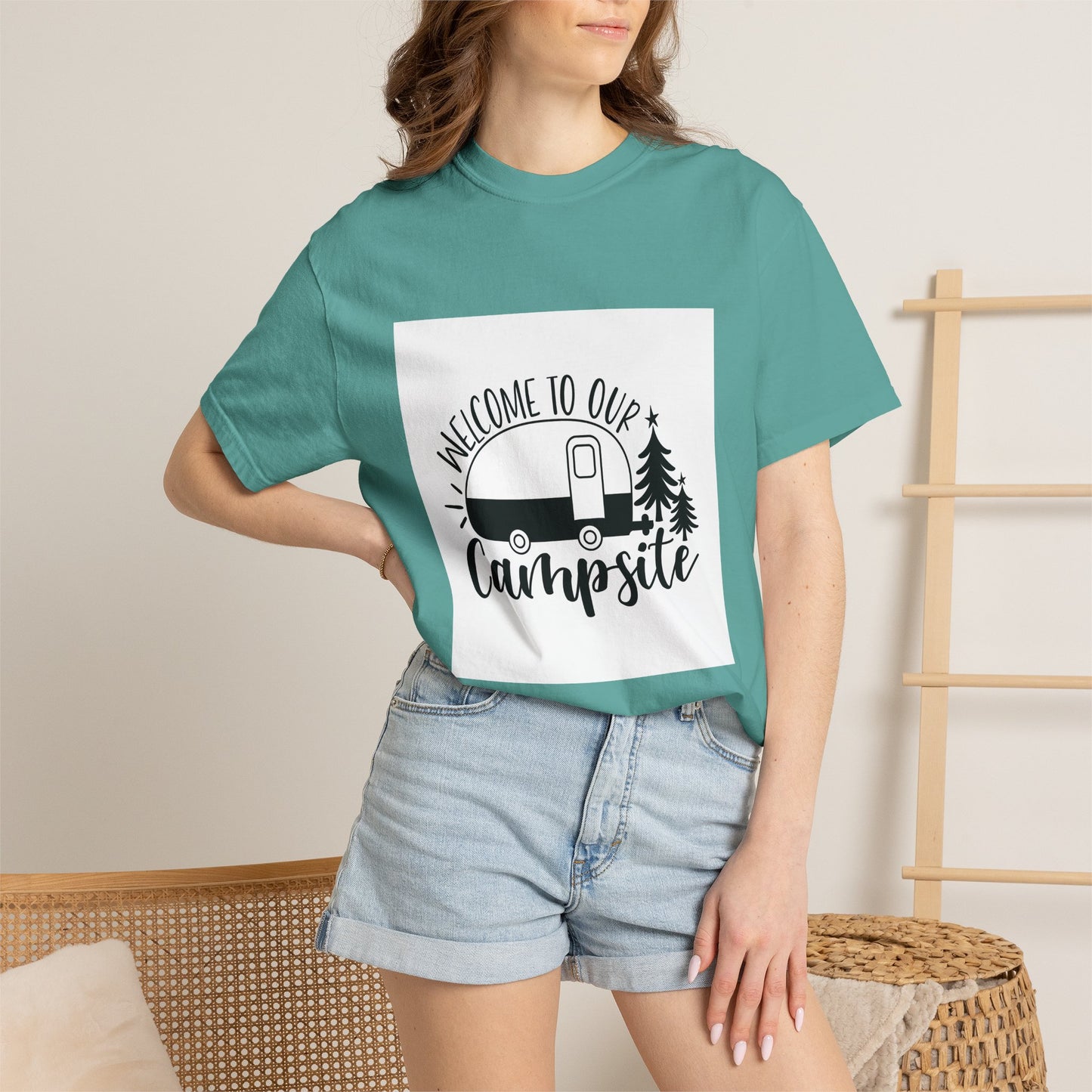 Campsite Camper T-Shirt — "Welcome to Our Campsite" Vintage RV Tee