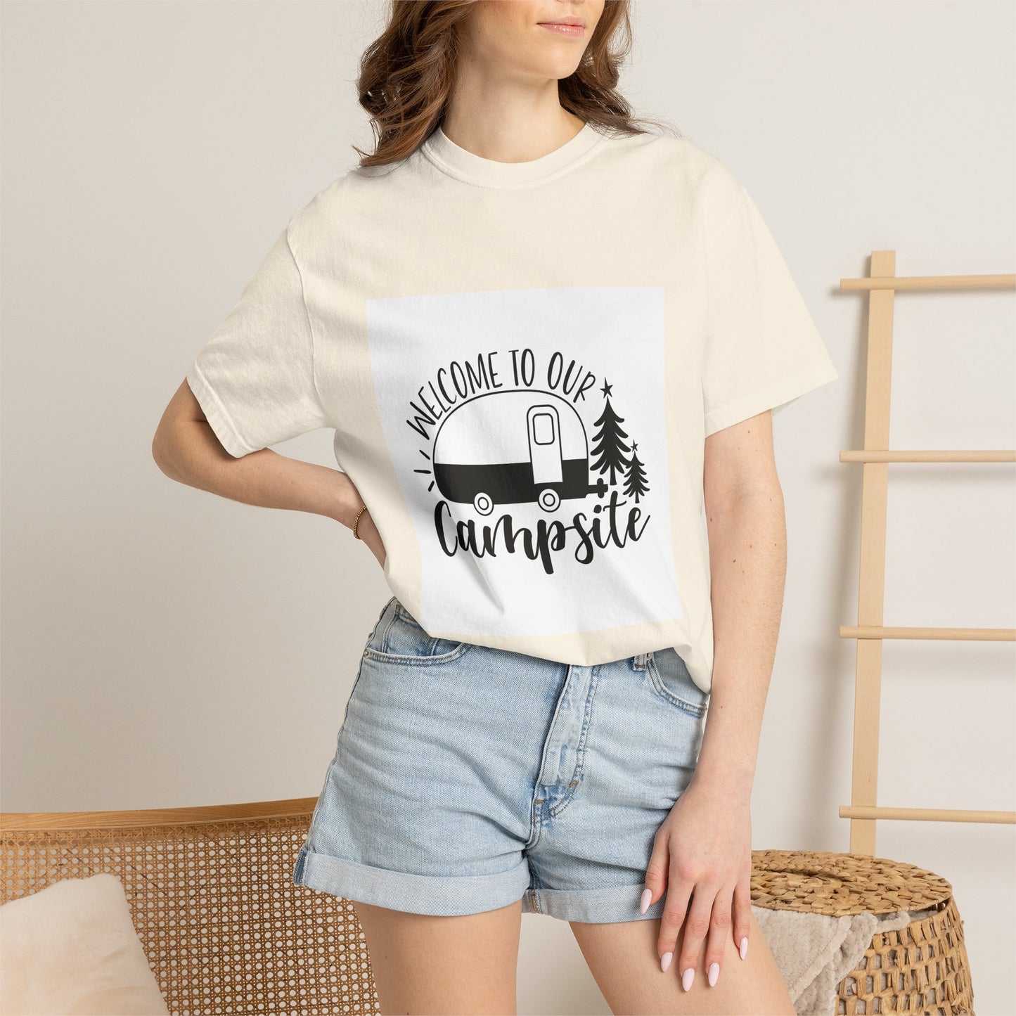 Campsite Camper T-Shirt — "Welcome to Our Campsite" Vintage RV Tee
