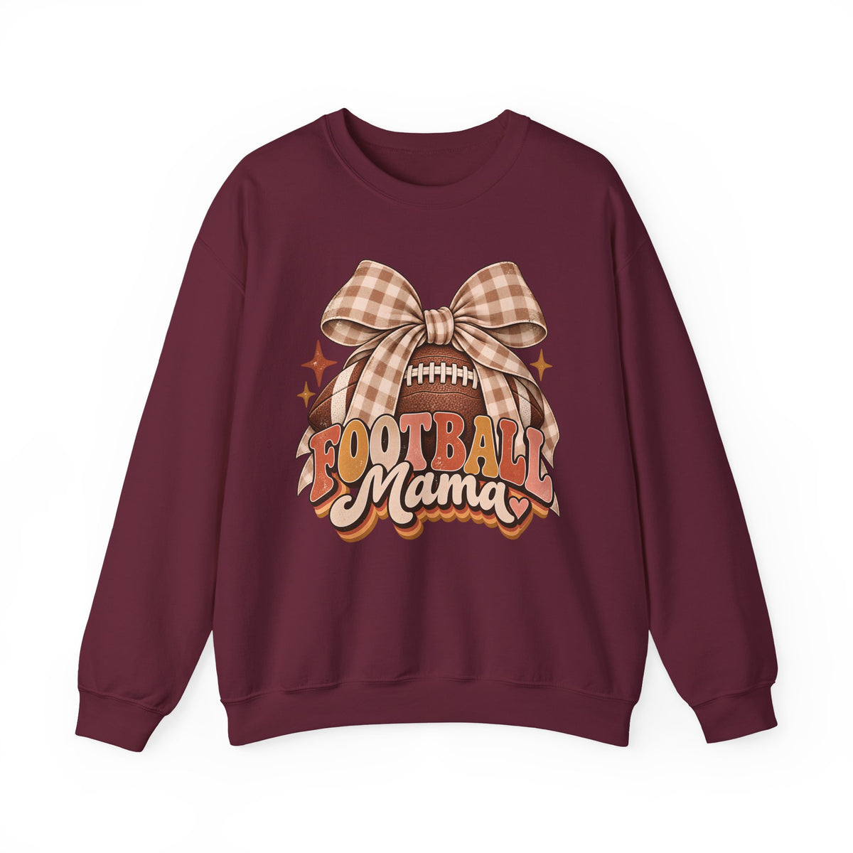 Football Mama Sweatshirt — Vintage Gingham Bow Game Day Crewneck