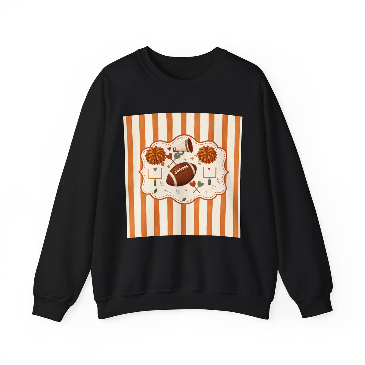 Football Cheer Graphic Sweatshirt — 'Game Day' Pom-Pom & Helmet Design