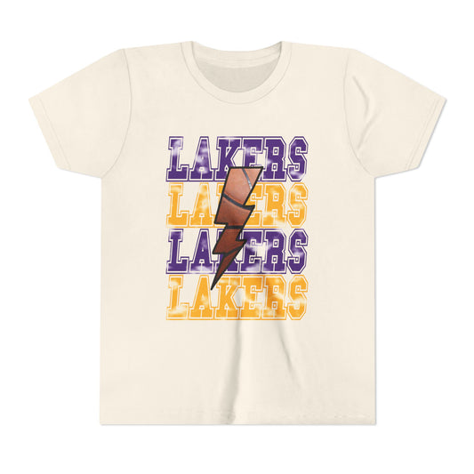 — Kids Basketball Fan T‑Shirt (Purple & Gold)