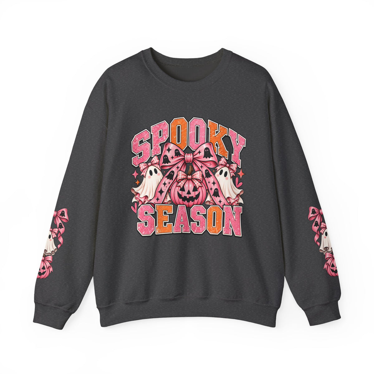 Spooky Season Sweatshirt – Pink Pumpkin & Ghosts Halloween Crewneck