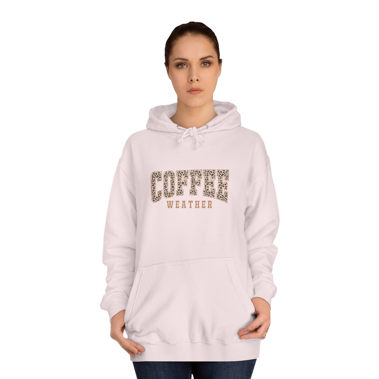 Coffee Weather Hoodie — Cozy Leopard College-Style Pullover