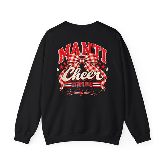 Manti Cheer Crewneck Sweatshirt — Red Plaid Bow Templars Spirit Top