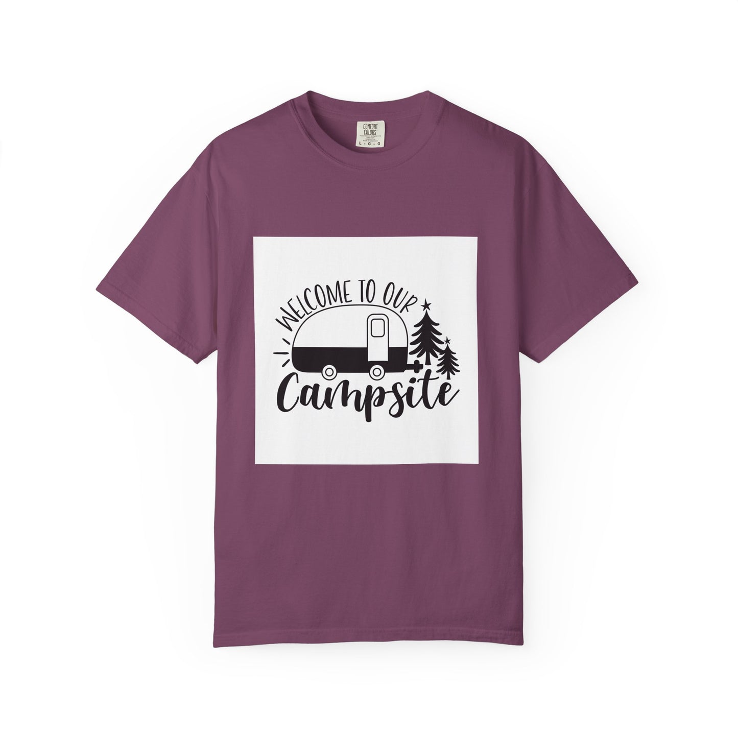 Campsite Camper T-Shirt — "Welcome to Our Campsite" Vintage RV Tee