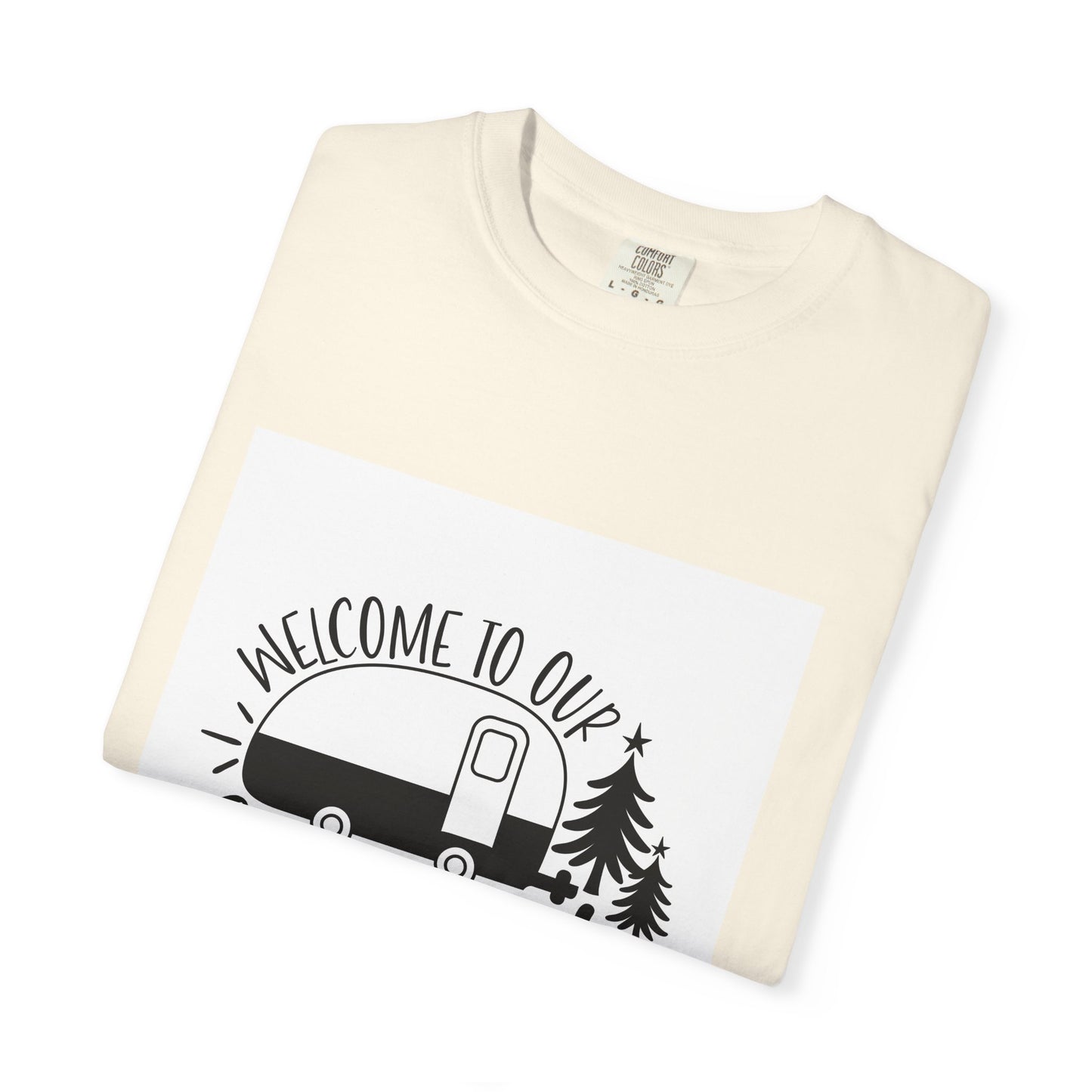 Campsite Camper T-Shirt — "Welcome to Our Campsite" Vintage RV Tee