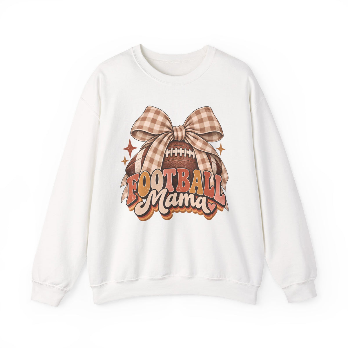 Football Mama Sweatshirt — Vintage Gingham Bow Game Day Crewneck