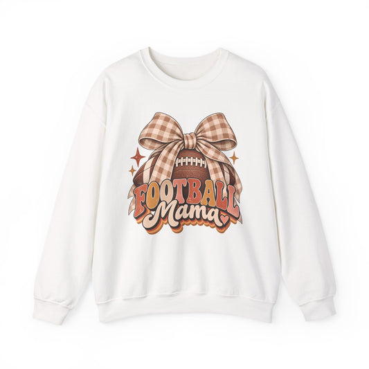 Football Mama Sweatshirt — Vintage Gingham Bow Game Day Crewneck