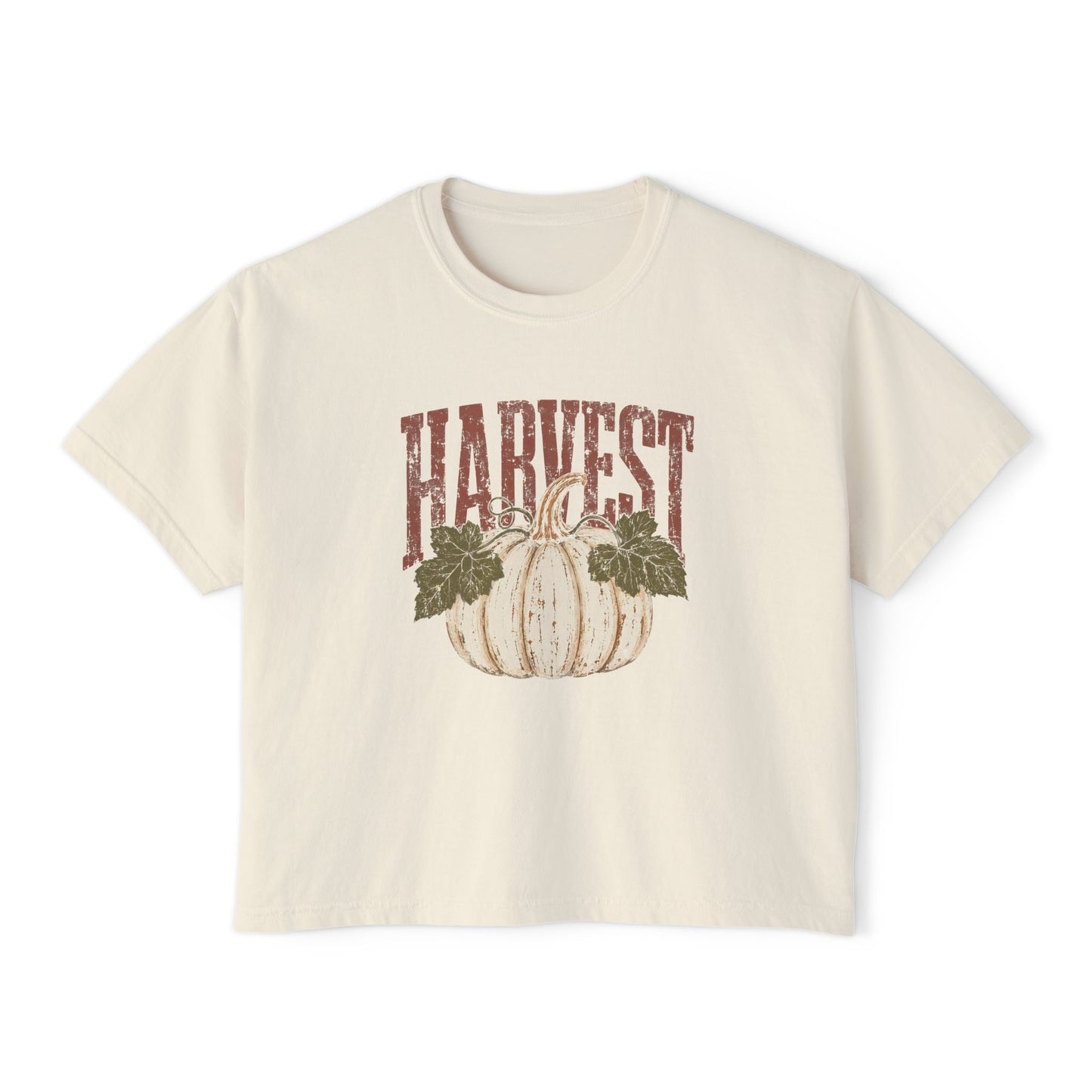 Harvest Pumpkin Women's Boxy Tee — Vintage Fall Graphic