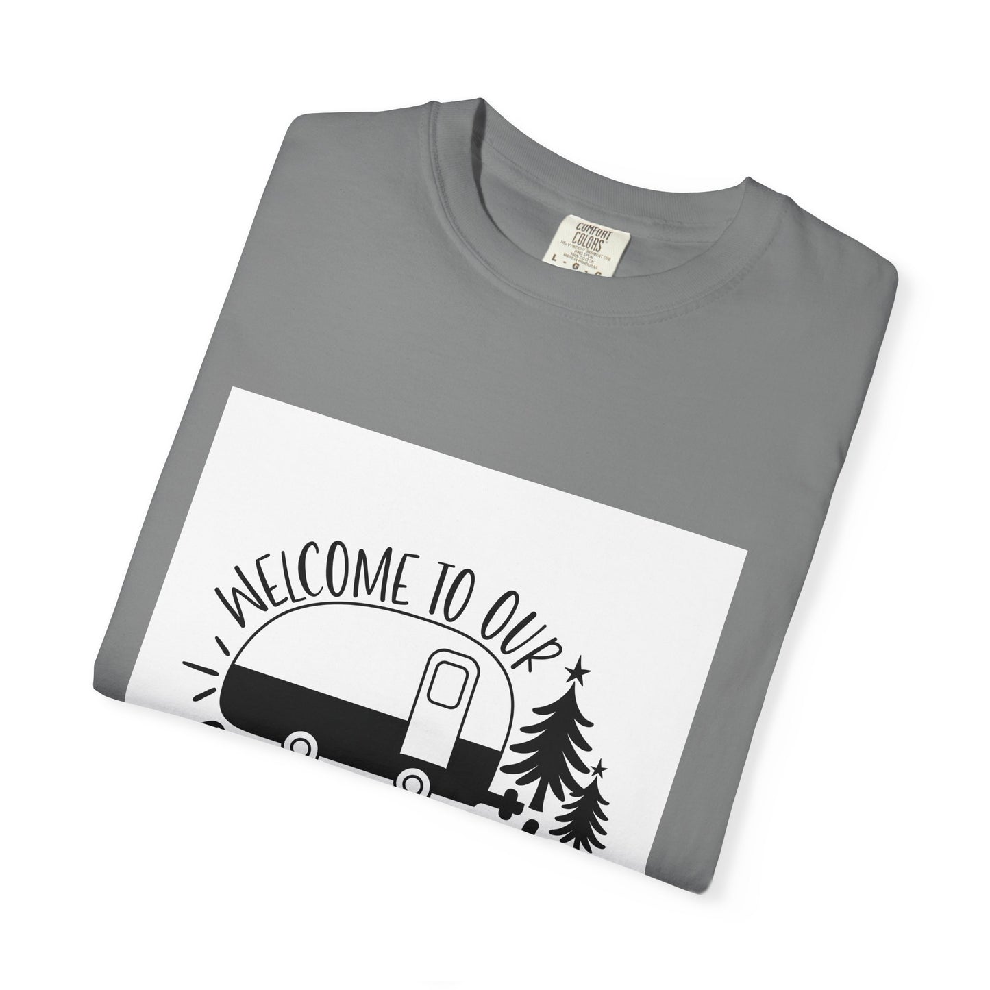Campsite Camper T-Shirt — "Welcome to Our Campsite" Vintage RV Tee